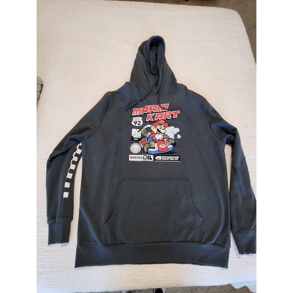 Nintendo MarioKart Hooded Sweatshirt Hoodie. Dark Gray Wash Size XL. New W/ Tags